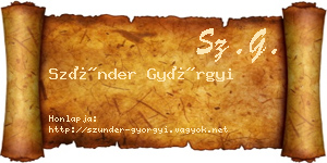 Szünder Györgyi névjegykártya